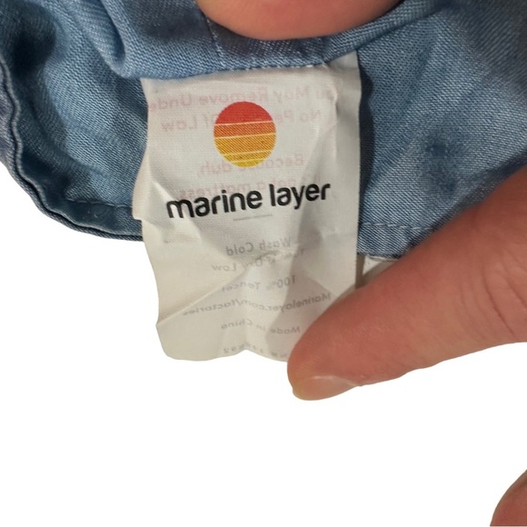 Marine Layer Poppy Reversible Wrap Mini Skirt  Medium Wash Chambray Denim Sz Med - Picture 14 of 16